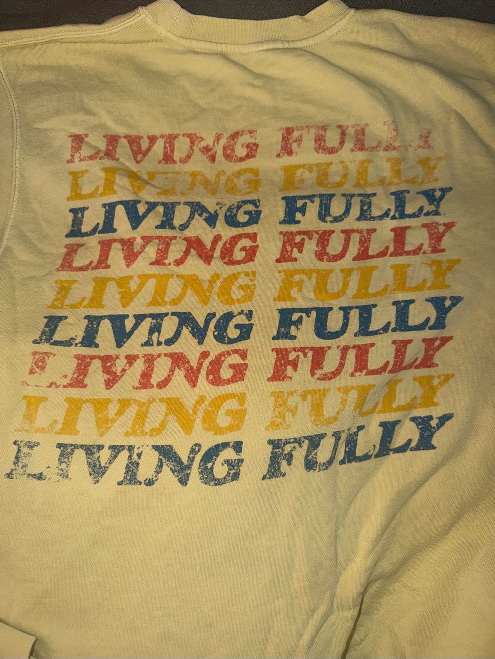 "Living Fully" Smiley crew neck